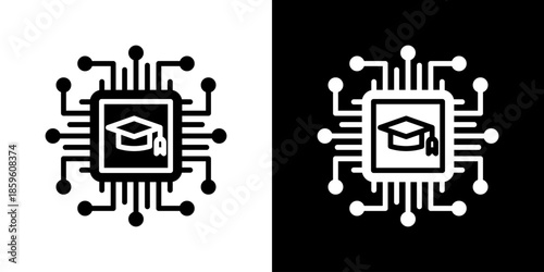 Smart Education Icon Set Vector Collection Isolated In Black And White