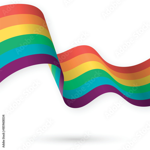Vibrant pride rainbow ribbons with elegant wavy motion shapes vector