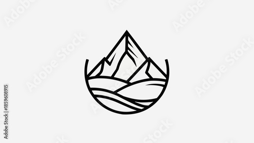 Minimalist mountain landscape inside a water drop shape.