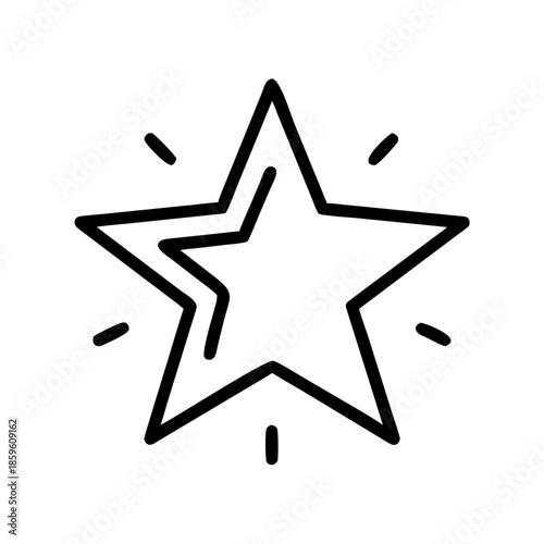 Star outline with rays depicting celebration and achievement  