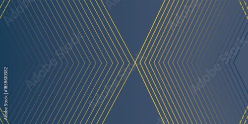 Blue abstract background with glowing arrow lines. Modern shiny yellow geometric line design. Vector texture background