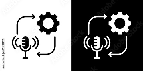 Voice Recognition Icon Set Vector Collection Isolated In Black And White
