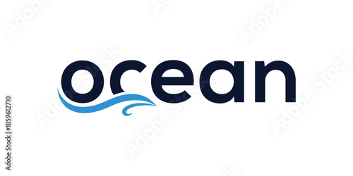 word mark text ocean logo design, wave sea surfing graphic icon concept