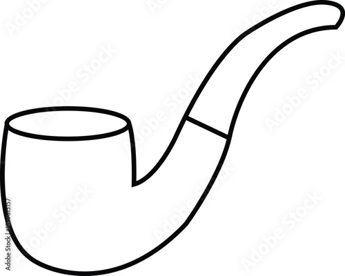 Black outline of a classic smoking pipe on white background