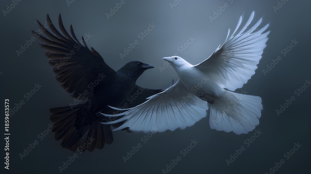 Fototapeta premium Abstract Blue Birds in Symmetrical Motion