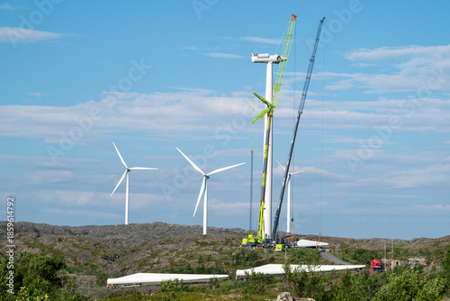 Installation of a wind turbine.