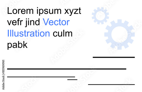 Technology, business, workflow, innovation, process management, industrial design. Gears and text elements on a white background. Technology and workflow concept for modern communication