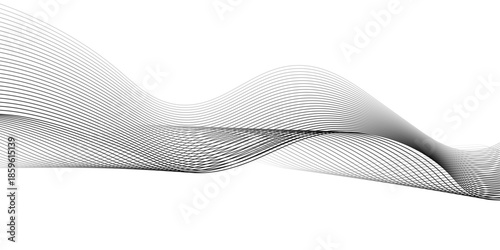 Abstract technology lines on white background. Undulate Grey Wave Swirl, frequency sound wave, twisted curve lines with blend effect, wave with lines created using blend tool.