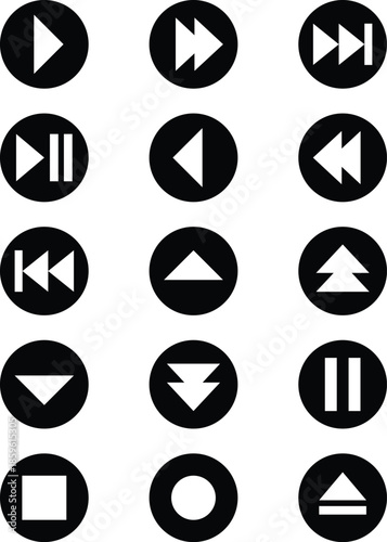 Play, Pause, Fast Forward, Rewind Buttons - Web and App Icons