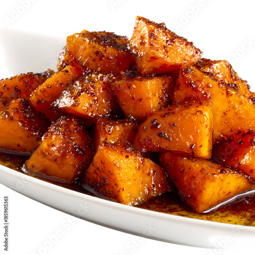 Roasted Sweet Potato Wedges with Golden Crust isolated on transparent background