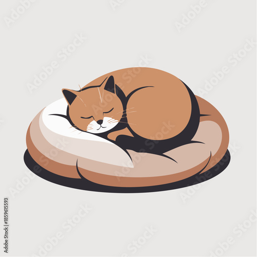 Cuddly cat sleeping peacefully on soft cushion