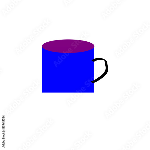 Simple blue and purple ceramic mug isolated on white background. Minimal household drinkware object suitable for kitchen, coffee, tea, beverage, daily life and home concepts. Clean and modern style.