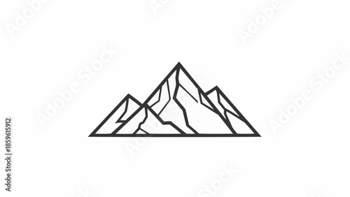 Minimalist mountain range line art illustration.