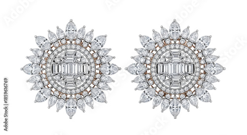 Radiant Diamond Starburst Earrings Sparkle Luxury Glamour for Fashion, Beauty, and Event Marketing