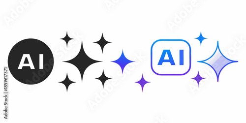 Artificial intelligence symbols with sparkling elements and a modern aesthetic design