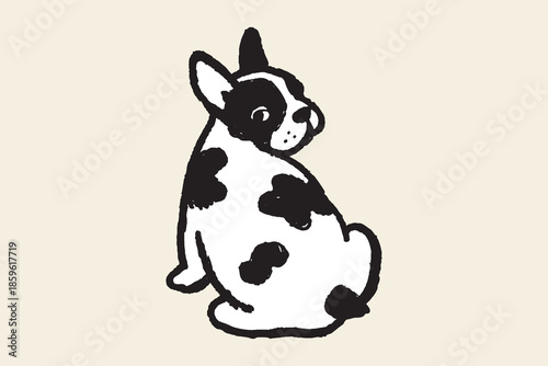 French bulldog sitting bold doodle vector illustration