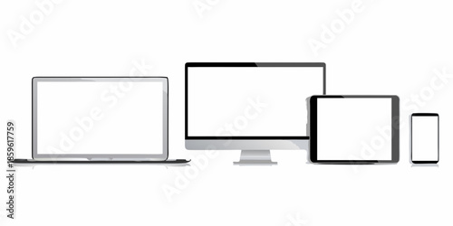 Display devices including laptop monitor tablet and smartphone mockup collection