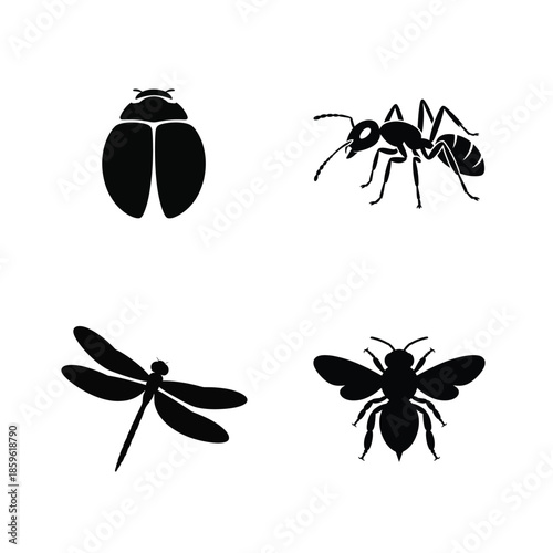 Insect vector silhouette bundle set