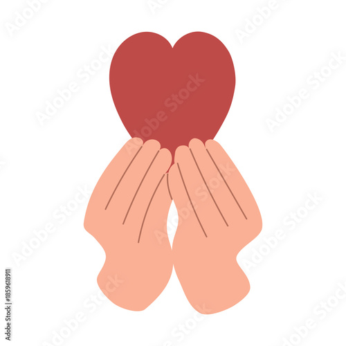 Hands holding heart gesture set.Hand drawn vector illustration.Valentine's day design stickers.