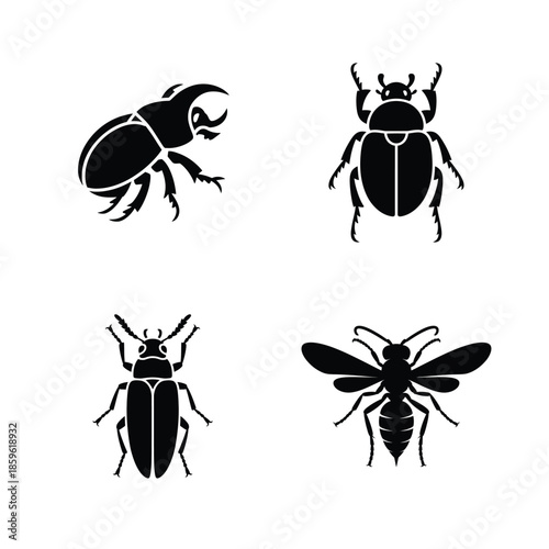 Insect vector silhouette bundle set