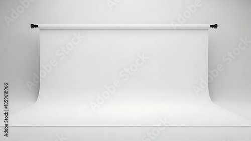Clean white seamless paper studio background, a versatile empty space and blank canvas for professional photography, product shoots, and creative projects