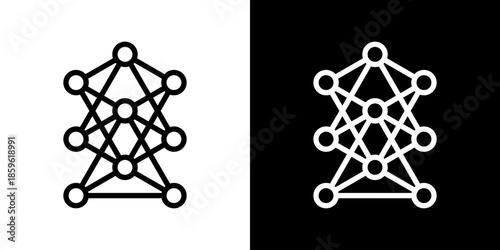 Neural Network Icon Set Vector Collection Isolated In Black And White