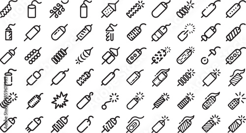 fireworks icons in different styles and designs on white background