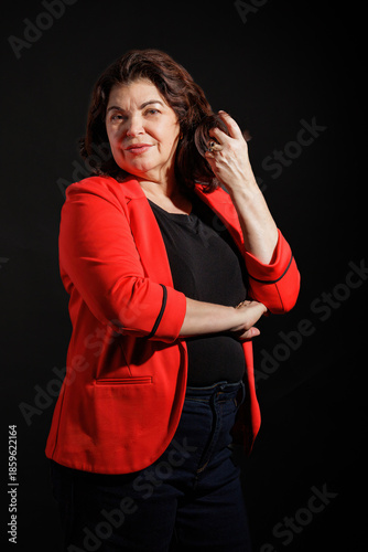 Portrait of Latin American ethnicity woman with dramatic lightning