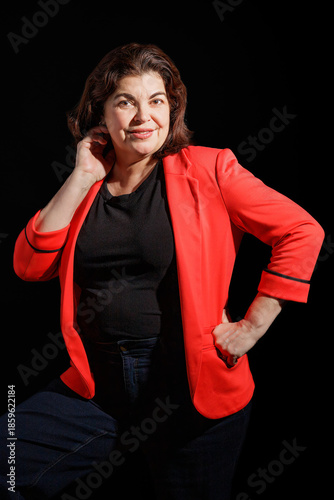 Portrait of Latin American ethnicity woman with dramatic lightning