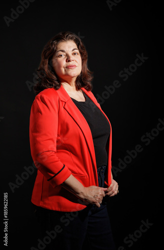 Portrait of Latin American ethnicity woman with dramatic lightning