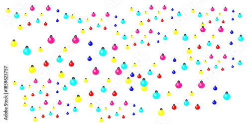 Vibrant colorful christmas lights string pattern scattered on transparent background festive decoration