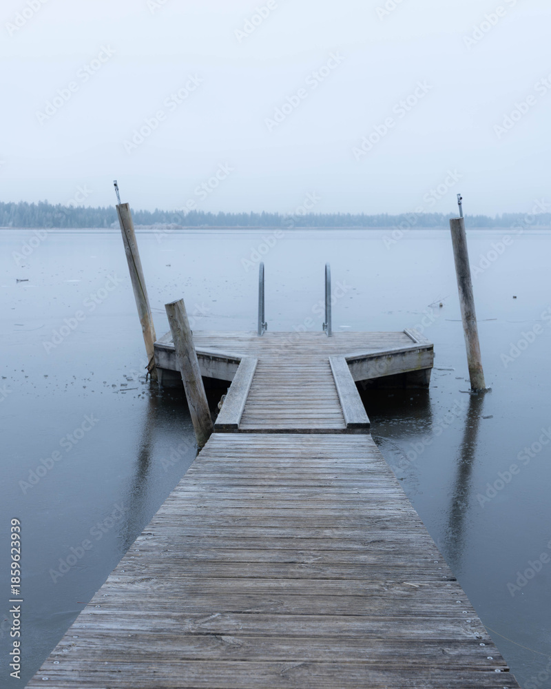 Obraz premium Icy Lake Hopfen in the Bavarian Alps in Winter 2025 - Winter, Ice, Snow. High quality photo