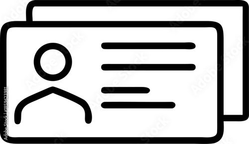 This image shows a simple line drawing icon of a front and back view of a government ID or credit card.