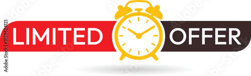 Premium red and yellow limited-time offer sale label with bold typography and glossy sticker style, perfect for discount promotions, special deals and retail marketing banners