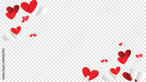 Curved valentine hearts in playful flowing shapes, creative love elements ideal for cards, posters, invitations and romantic graphic design projects