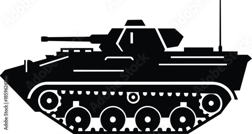 Military Tank Silhouette Vector Illustration.