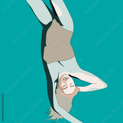 Beautiful woman lying in swimming pool or sea, ocean