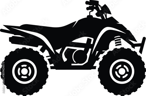 Silhouette of a powerful allterrain vehicle ATV.