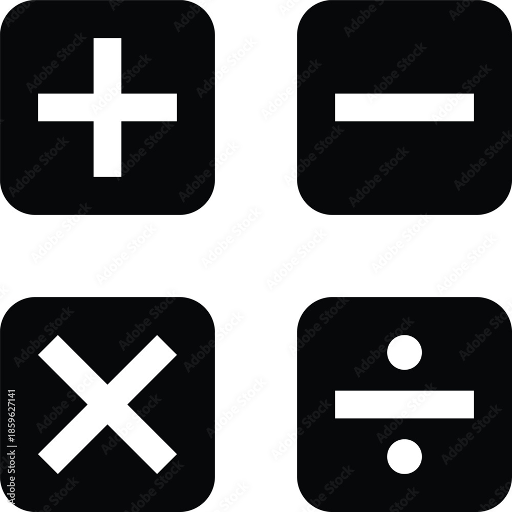Fototapeta premium Basic Math Operators Icons Set – Plus Minus Multiply Divide Symbols