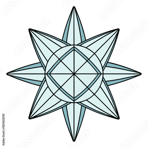 abstract geometric star shape blue symmetry symmetrical design ornamental radial modern illustration background