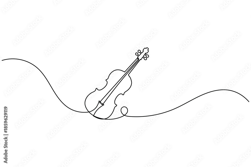 Obraz premium Artistic Continuous Line Sketch of Violin String Instrument