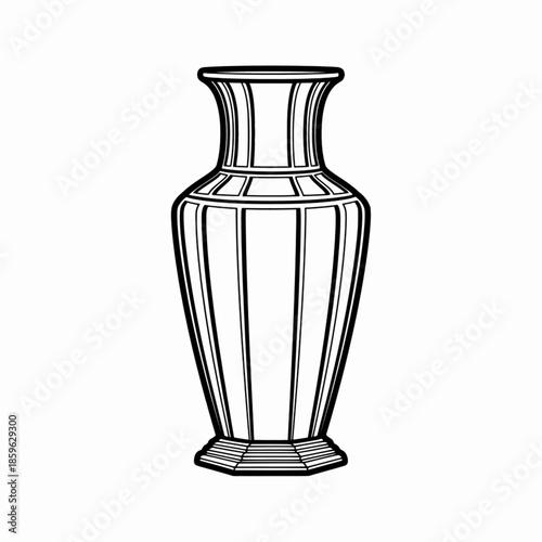 Stylized Art Deco fluted ceramic vase with geometric ridges