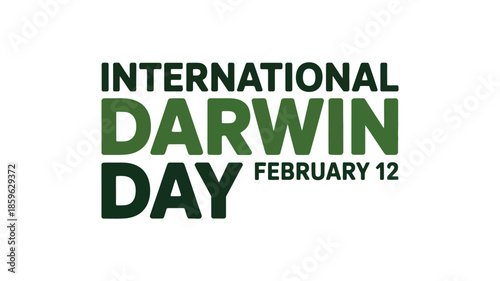 International Darwin Day Typography Design with Green Text on White Background
