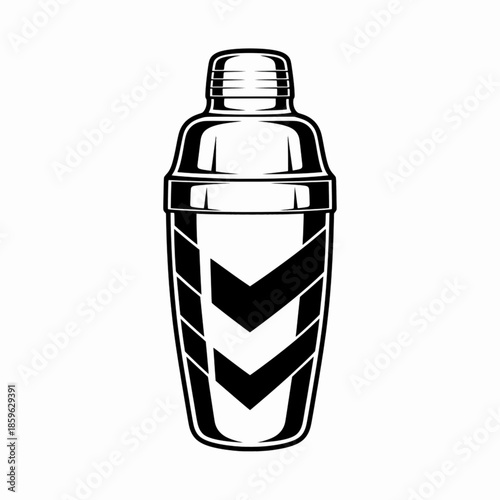 Vintage Art Deco cocktail shaker with geometric chevron pattern