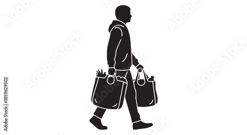 A person walking home with full shopping bags after a successful trip to the grocery store