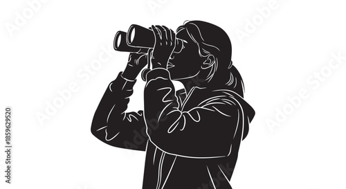 A professional photographer in a suit stands in a studio holding a digital camera lens while the silhouettes of a man, woman, and young man look on during a business photo shot