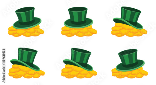 Leprechaun hat illustration with gold coins