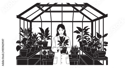 Tropical island vacation vector illustration featuring a summer landscape with a bird cage with flowers and birds near a paradise beach resort with palm trees, a sun umbrella, and a chair