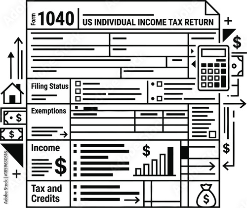 Tax Form 1040 document for financial planning