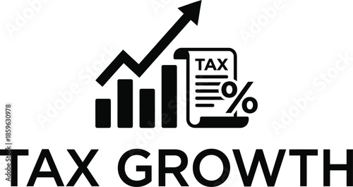 Tax growth financial graph illustration showing increase